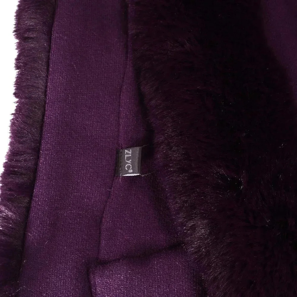 Zlyc Women Winter Faux Fur Shawl Stole Warm Wrap Cape -  Purple - Picture 7 of 7